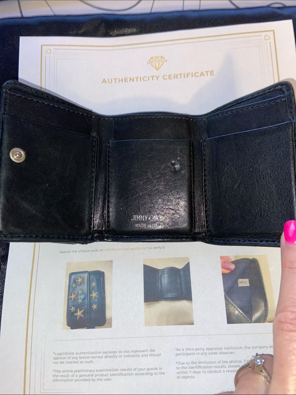 Jimmy Choo Black Leather Star-Embellished Small Wallet - Picture 2 of 7